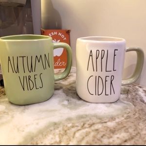 Rae Dunn Autumn Vines and Apple Cider mug set of 2